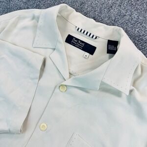 Vintage Nat Nast 100% Silk Camp Shirt Mens M Kentucky Jockey Club Horse Race